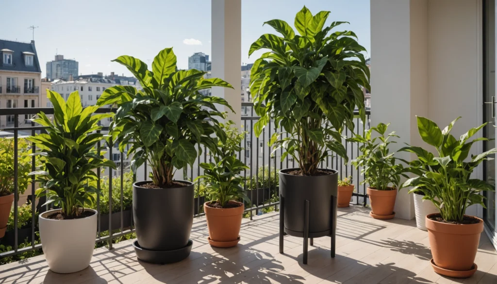 plantes sur jardiniere balcon